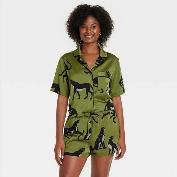 Notch Collar Women's Pajama Short Sets Target Satin Notch